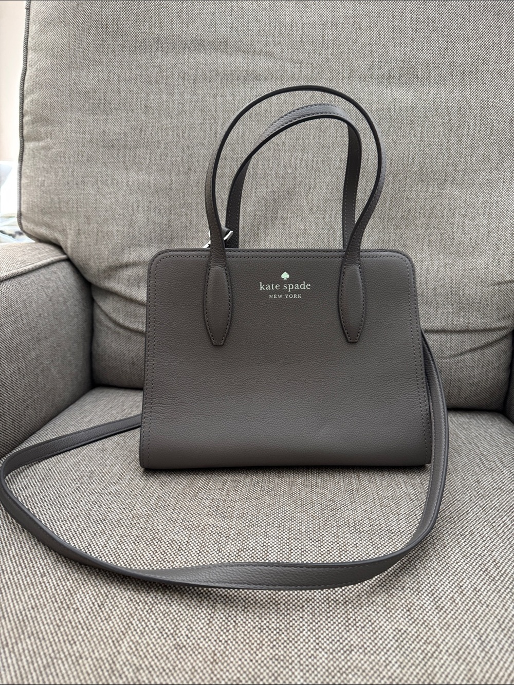 kate spade Gray Leather Structured Top-Handle Satchel